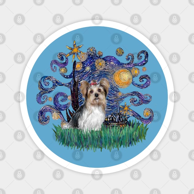 Starry Night Adaptation with a Biewer Y Magnet by Dogs Galore and More